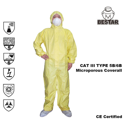 Art medizinischer Wegwerfoverall-chemischer Schutzanzug der Katzen-III 5B/6B für Krankenhaus