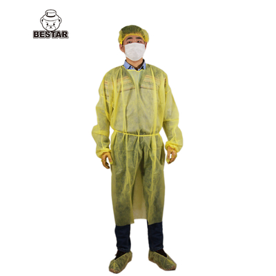Langärmlige Wegwerfevp-Kleider planieren 1 Isolierungs-Kleid mit Strickbündchen-Kragen